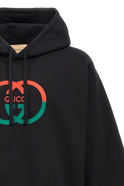 Shop Gucci Men Logo Print Hoodie In Black