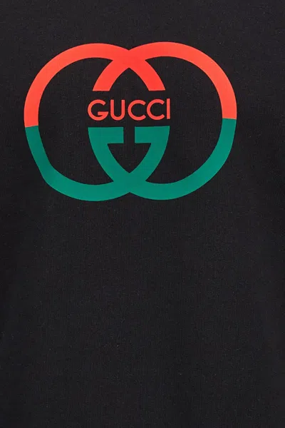 Shop Gucci Men Logo Print Hoodie In Black