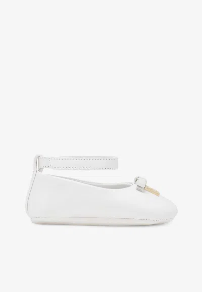 Shop Dolce & Gabbana Baby Girls Nappa Leather Ballet Flats In White