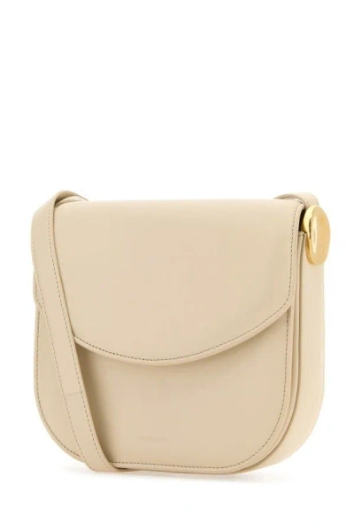 Shop Jil Sander Woman Cream Leather Medium Coin Crossbody Bag In Brown