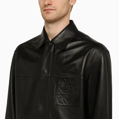 Shop Loewe Black Leather Shirt Men
