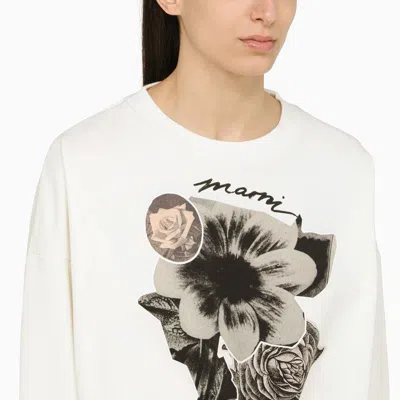 Shop Marni White Cotton Sweatshirt With Floral Collage Print Women