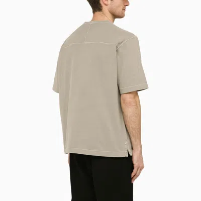 Shop Stone Island Dust-coloured Cotton T-shirt With Logo Men In Gray