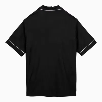 Shop Valentino Black Silk Bowling Shirt Men