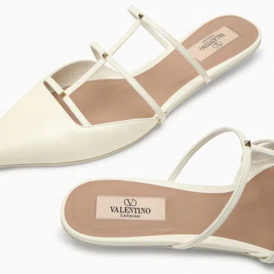 Shop Valentino Garavani Ivory Leather Rockstud Wispy Mule Women In White