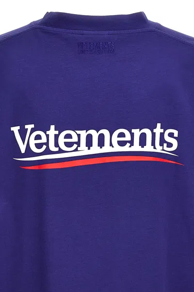 Shop Vetements Women 'campaign Logo' T-shirt In Blue