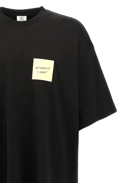 Shop Vetements Women 'sticker Logo' T-shirt In Black