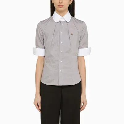 Shop Vivienne Westwood Grey Cotton Shirt With Logo Embroidery Women In Gray