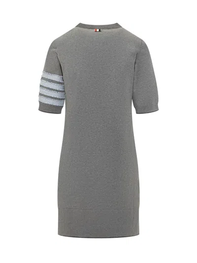 Shop Thom Browne Cotton Dress With 4bar Logo In Grey