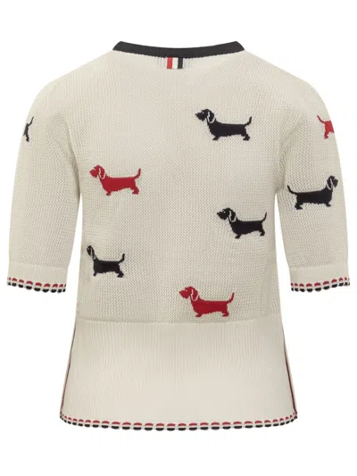 Shop Thom Browne Intarsia Hector Jersey In White