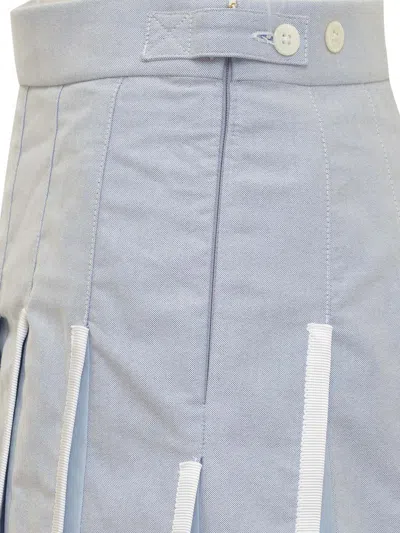 Shop Thom Browne Pleated Skirt In Blue