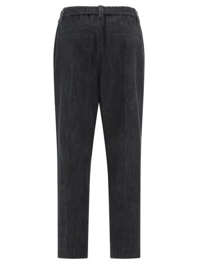 Shop Brunello Cucinelli Trousers With Shiny Loop Details