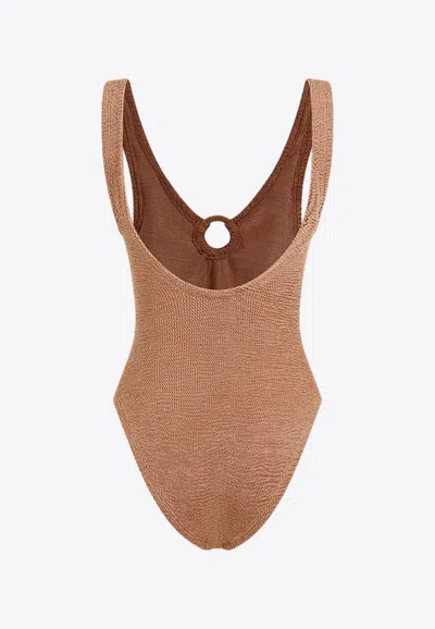 Shop Hunza G Celine One-piece Swimsuit In Brown