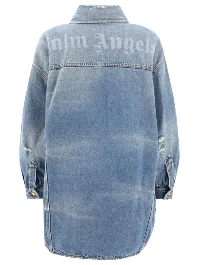 Shop Palm Angels "washed Logo" Denim Jacket