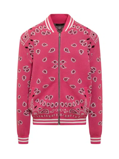 Alanui Bandana Jacquard Cotton Bomber Jacket In Pink