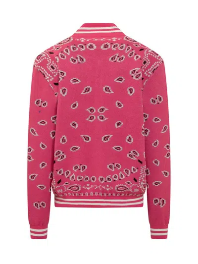 Shop Alanui Jacquard Bandana Bomber Jacket In Pink