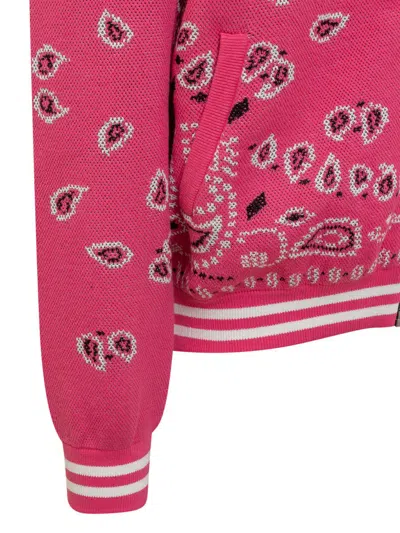 Shop Alanui Jacquard Bandana Bomber Jacket In Pink