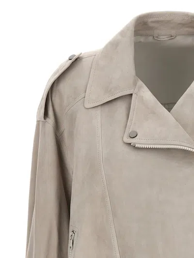 Shop Brunello Cucinelli Suede Jacket In Gray
