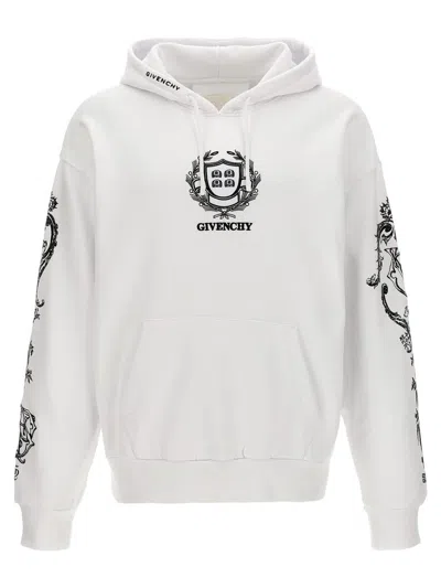 Shop Givenchy Embroidery And Print Hoodie In White/black
