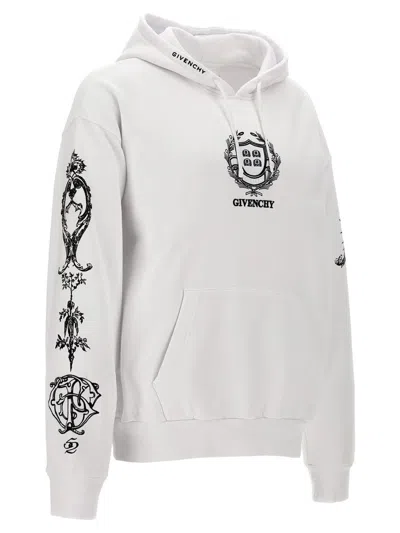 Shop Givenchy Embroidery And Print Hoodie In White/black