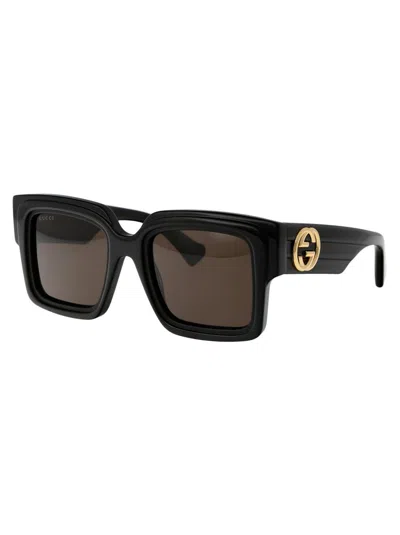 Gucci Sunglasses In 001 Black Black Brown