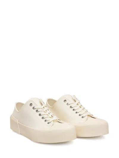 Shop Jil Sander Canvas Sneakers In White