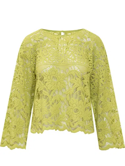 Shop Jucca Lace Blouse In Green