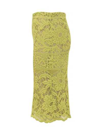 Shop Jucca Lace Skirt In Green