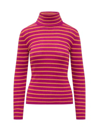 Shop Jucca Ribbed Turtleneck In Purple