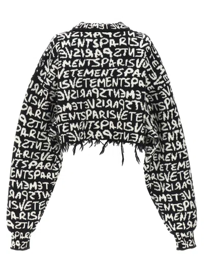 Shop Vetements 'graffiti Monogram' Sweater In White/black