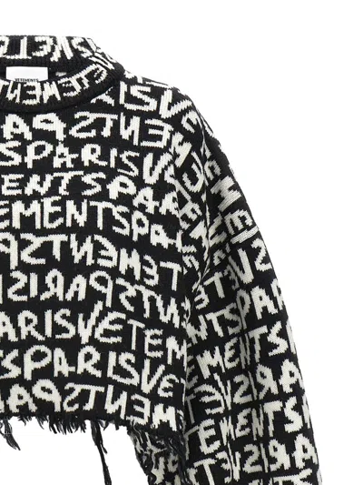 Shop Vetements 'graffiti Monogram' Sweater In White/black