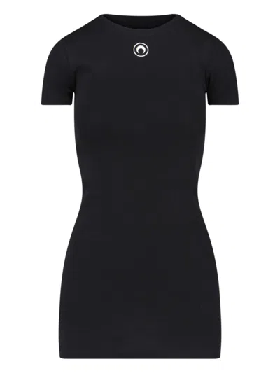 Shop Marine Serre Logo Mini Dress In Black  