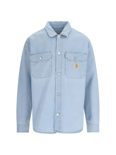 Shop Carhartt 'harvey' Overshirt In Light Blue