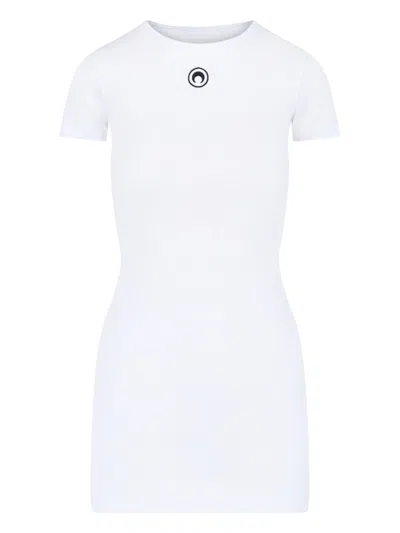 Shop Marine Serre Logo Mini Dress In White