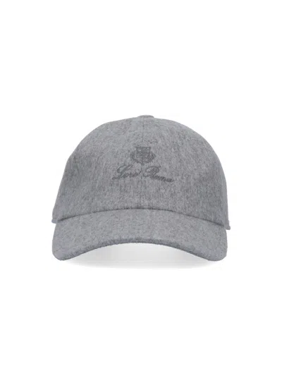 Shop Loro Piana 's' Baseball Hat In Gray
