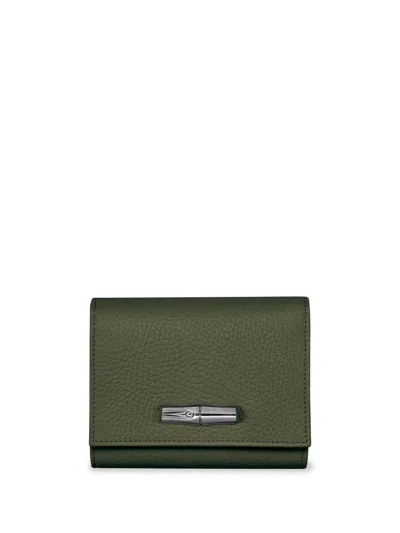 Shop Longchamp `roseau Essential` Wallet In Green