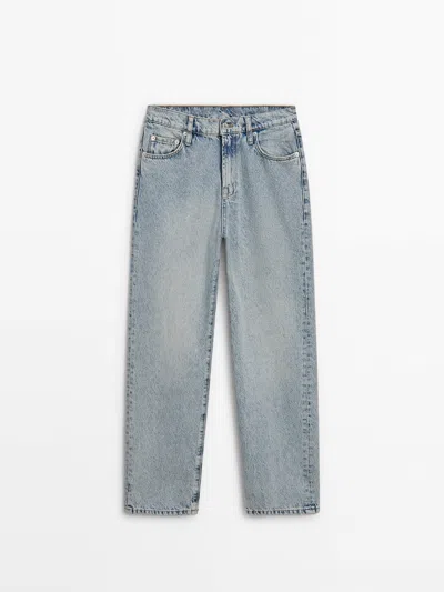 Shop Massimo Dutti Straight Fit Low-rise Jeans In Light Blue