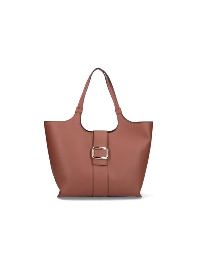 Shop Roger Vivier 'viv' Choc' Midi Shopping Bag In Brown