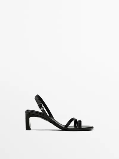 Shop Massimo Dutti Strappy Heeled Sandals In Black