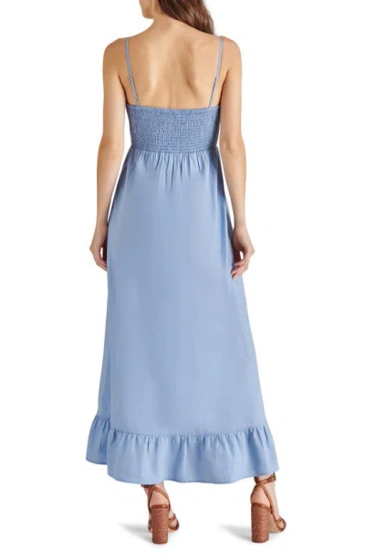 Shop Steve Madden Smocked Cotton Maxi Dress In Endless Sky