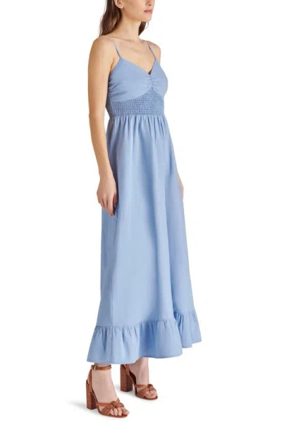 Shop Steve Madden Smocked Cotton Maxi Dress In Endless Sky