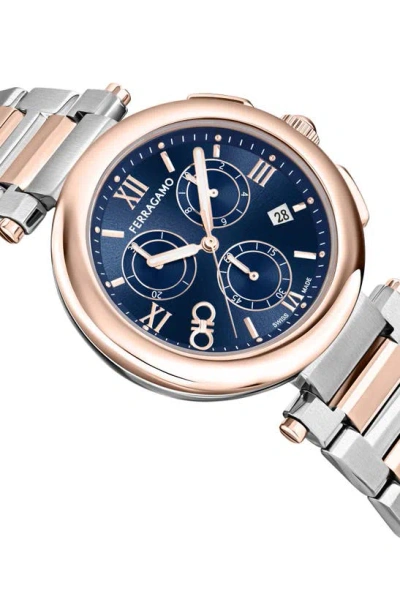 Ferragamo Legacy Chronograph Bracelet Watch, 40mm In Two Tone