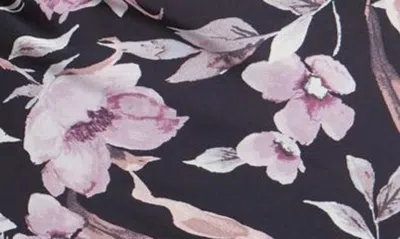 Shop Connected Apparel Floral Asymmetric Hem Chiffon Midi Dress In Lavender