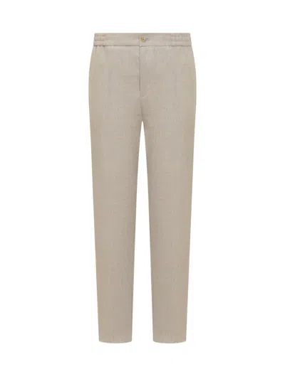 Shop Etro Linen Trousers In Beige