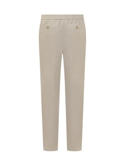 Shop Etro Linen Trousers In Beige