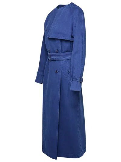 Shop Max Mara 'calao' Blue Cotton Trench Coat