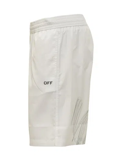 Shop Off-white Beach Boxer Shorts With Scribble Pattern