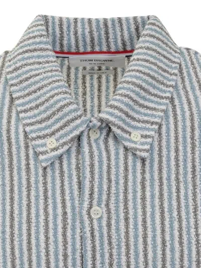 Shop Thom Browne Rwb Striped Shirt In Blue