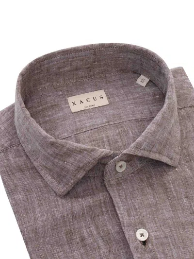 Xacus Brown Linen Shirt In Multicolor