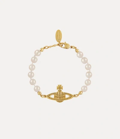 Shop Vivienne Westwood Mini Bas Relief Bracelet In Gold-light-colorado-topaz-pearl